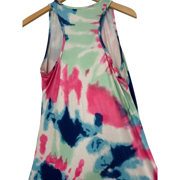 Tie-Dye Maxi Tank Dress L/XL Knit Sleeveless 8861 Vacay Resort Swim Cover - Picture 7 of 7